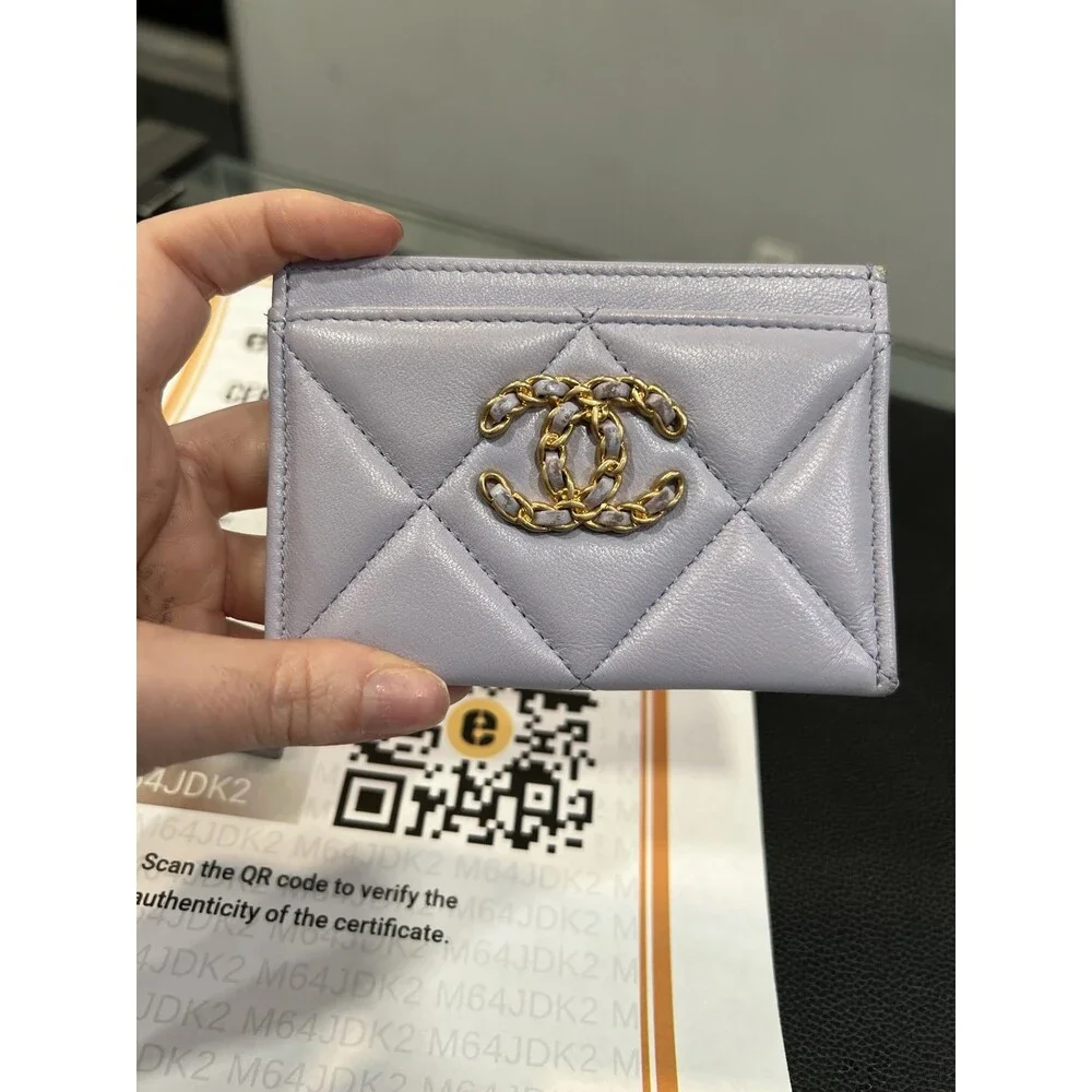 Chanel 19 Lavender Gold Card Case With Authenticity